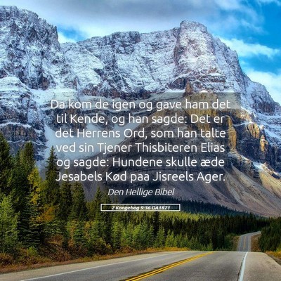 Picture 05 - 2 Kongebog 9:36 DA1871 - Da kom de igen og gave ham det til Kende, og han - Bible Verse Picture