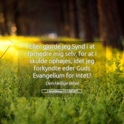 Picture 05 - 2 Korintherne 11:7 DA1871 - Eller gjorde jeg Synd i at fornedre mig selv, for - Bible Verse Picture
