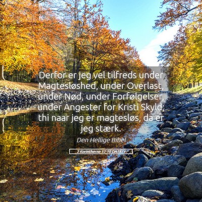 Picture 05 - 2 Korintherne 12:10 DA1871 - Derfor er jeg vel tilfreds under Magtesløshed, - Bible Verse Picture