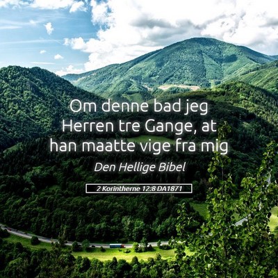 Picture 05 - 2 Korintherne 12:8 DA1871 - Om denne bad jeg Herren tre Gange, at han maatte - Bible Verse Picture