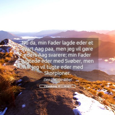 Picture 05 - 2 Krønikebog 10:11 DA1871 - Nu da, min Fader lagde eder et svart Aag paa, men - Bible Verse Picture