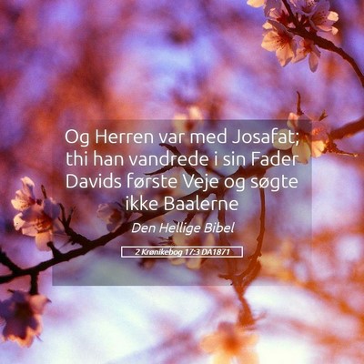 Picture 05 - 2 Krønikebog 17:3 DA1871 - Og Herren var med Josafat; thi han vandrede i sin - Bible Verse Picture