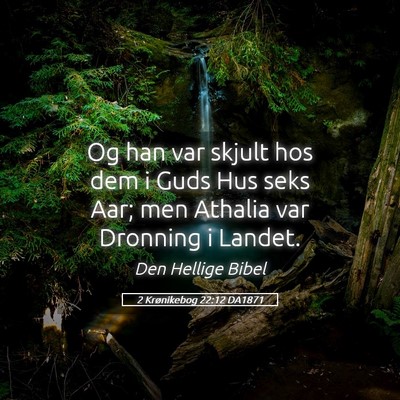 Picture 05 - 2 Krønikebog 22:12 DA1871 - Og han var skjult hos dem i Guds Hus seks Aar; - Bible Verse Picture