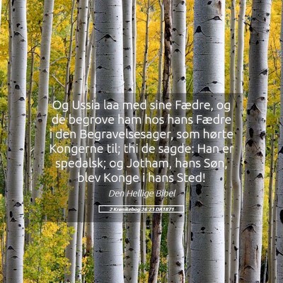Picture 05 - 2 Krønikebog 26:23 DA1871 - Og Ussia laa med sine Fædre, og de begrove ham - Bible Verse Picture