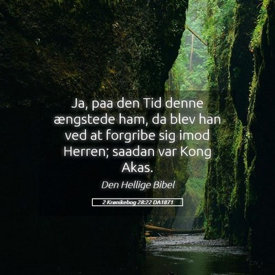 Picture 05 - 2 Krønikebog 28:22 DA1871 - Ja, paa den Tid denne ængstede ham, da blev han - Bible Verse Picture