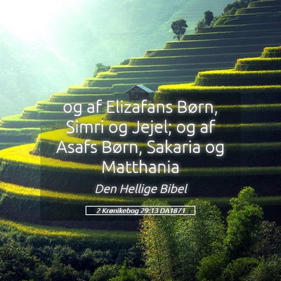 Picture 05 - 2 Krønikebog 29:13 DA1871 - og af Elizafans Børn, Simri og Jejel; og af - Bible Verse Picture