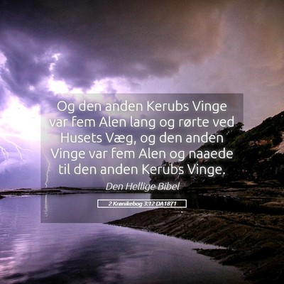 Picture 05 - 2 Krønikebog 3:12 DA1871 - Og den anden Kerubs Vinge var fem Alen lang og - Bible Verse Picture