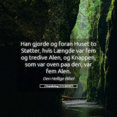 Picture 05 - 2 Krønikebog 3:15 DA1871 - Han gjorde og foran Huset to Støtter, hvis - Bible Verse Picture