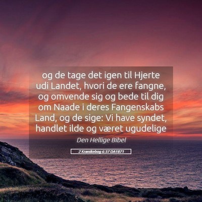 Picture 05 - 2 Krønikebog 6:37 DA1871 - og de tage det igen til Hjerte udi Landet, hvori - Bible Verse Picture