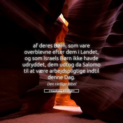 Picture 05 - 2 Krønikebog 8:8 DA1871 - af deres Børn, som vare overblevne efter dem i - Bible Verse Picture