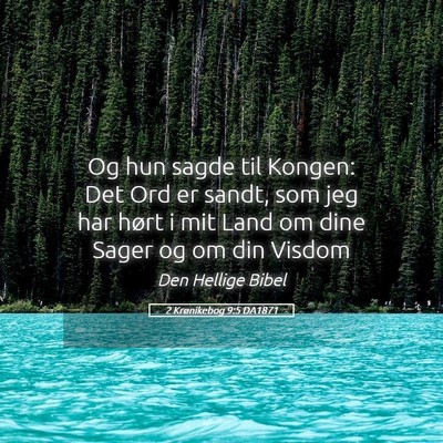 Picture 05 - 2 Krønikebog 9:5 DA1871 - Og hun sagde til Kongen: Det Ord er sandt, som - Bible Verse Picture