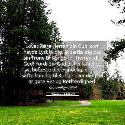 Picture 05 - 2 Krønikebog 9:8 DA1871 - Lovet være Herren din Gud, som havde Lyst til - Bible Verse Picture