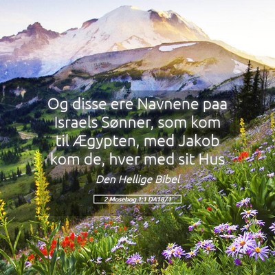 Picture 05 - 2 Mosebog 1:1 DA1871 - Og disse ere Navnene paa Israels Sønner, som kom - Bible Verse Picture