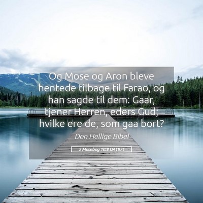 Picture 05 - 2 Mosebog 10:8 DA1871 - Og Mose og Aron bleve hentede tilbage til Farao, - Bible Verse Picture
