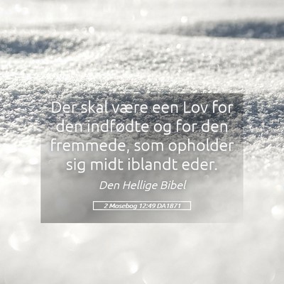 Picture 05 - 2 Mosebog 12:49 DA1871 - Der skal være een Lov for den indfødte og for - Bible Verse Picture
