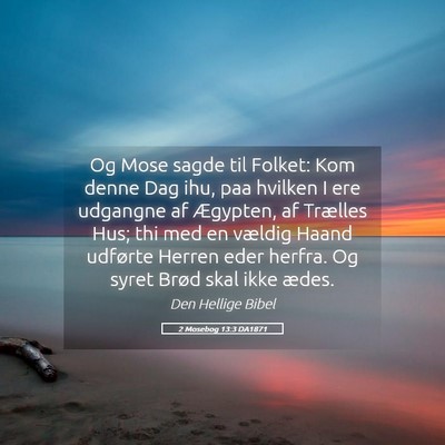 Picture 05 - 2 Mosebog 13:3 DA1871 - Og Mose sagde til Folket: Kom denne Dag ihu, paa - Bible Verse Picture