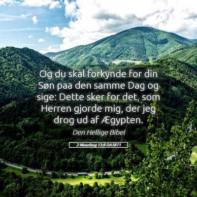 Picture 05 - 2 Mosebog 13:8 DA1871 - Og du skal forkynde for din Søn paa den samme - Bible Verse Picture