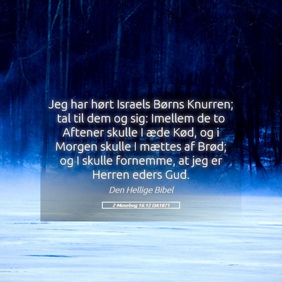 Picture 05 - 2 Mosebog 16:12 DA1871 - Jeg har hørt Israels Børns Knurren; tal til dem - Bible Verse Picture