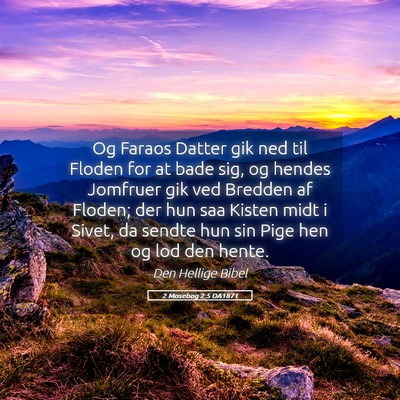 Picture 05 - 2 Mosebog 2:5 DA1871 - Og Faraos Datter gik ned til Floden for at bade - Bible Verse Picture