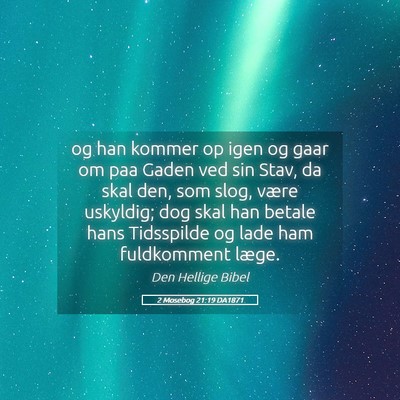 Picture 05 - 2 Mosebog 21:19 DA1871 - og han kommer op igen og gaar om paa Gaden ved - Bible Verse Picture