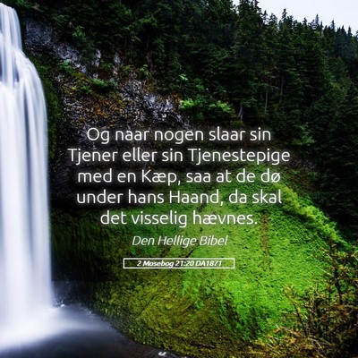 Picture 05 - 2 Mosebog 21:20 DA1871 - Og naar nogen slaar sin Tjener eller sin - Bible Verse Picture