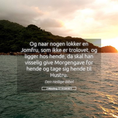 Picture 05 - 2 Mosebog 22:16 DA1871 - Og naar nogen lokker en Jomfru, som ikke er - Bible Verse Picture