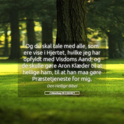 Picture 05 - 2 Mosebog 28:3 DA1871 - Og du skal tale med alle, som ere vise i Hjertet, - Bible Verse Picture