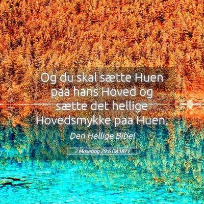 Picture 05 - 2 Mosebog 29:6 DA1871 - Og du skal sætte Huen paa hans Hoved og sætte - Bible Verse Picture