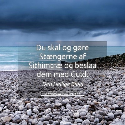 Picture 05 - 2 Mosebog 30:5 DA1871 - Du skal og gøre Stængerne af Sithimtræ og - Bible Verse Picture