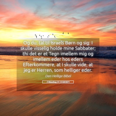 Picture 05 - 2 Mosebog 31:13 DA1871 - Og du, tal til Israels Børn og sig: I skulle - Bible Verse Picture