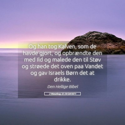 Picture 05 - 2 Mosebog 32:20 DA1871 - Og han tog Kalven, som de havde gjort, og - Bible Verse Picture