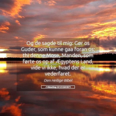 Picture 05 - 2 Mosebog 32:23 DA1871 - Og de sagde til mig: Gør os Guder, som kunne gaa - Bible Verse Picture