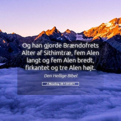 Picture 05 - 2 Mosebog 38:1 DA1871 - Og han gjorde Brændofrets Alter af Sithimtræ, - Bible Verse Picture