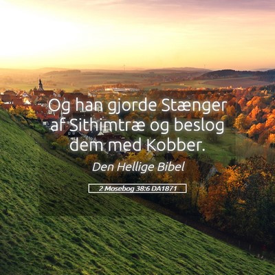 Picture 05 - 2 Mosebog 38:6 DA1871 - Og han gjorde Stænger af Sithimtræ og beslog - Bible Verse Picture