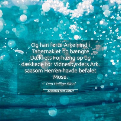 Picture 05 - 2 Mosebog 40:21 DA1871 - Og han førte Arken ind i Tabernaklet og hængte - Bible Verse Picture