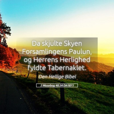 Picture 05 - 2 Mosebog 40:34 DA1871 - Da skjulte Skyen Forsamlingens Paulun, og Herrens - Bible Verse Picture