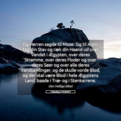Picture 05 - 2 Mosebog 7:19 DA1871 - Og Herren sagde til Mose: Sig til Aron: Tag din - Bible Verse Picture
