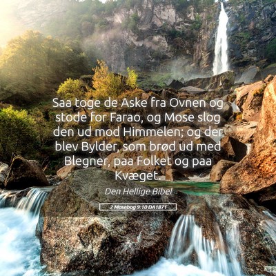 Picture 05 - 2 Mosebog 9:10 DA1871 - Saa toge de Aske fra Ovnen og stode for Farao, og - Bible Verse Picture