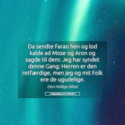 Picture 05 - 2 Mosebog 9:27 DA1871 - Da sendte Farao hen og lod kalde ad Mose og Aron - Bible Verse Picture