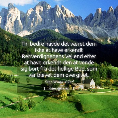 Picture 05 - 2 Peter 2:21 DA1871 - Thi bedre havde det været dem ikke at have - Bible Verse Picture