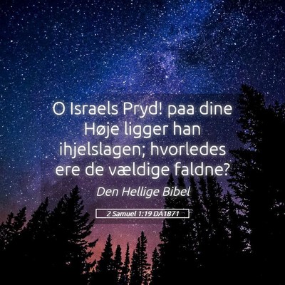 Picture 05 - 2 Samuel 1:19 DA1871 - O Israels Pryd! paa dine Høje ligger han - Bible Verse Picture