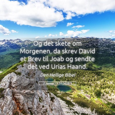 Picture 05 - 2 Samuel 11:14 DA1871 - Og det skete om Morgenen, da skrev David et Brev - Bible Verse Picture