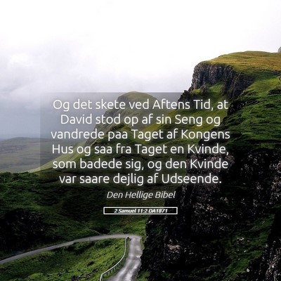 Picture 05 - 2 Samuel 11:2 DA1871 - Og det skete ved Aftens Tid, at David stod op af - Bible Verse Picture
