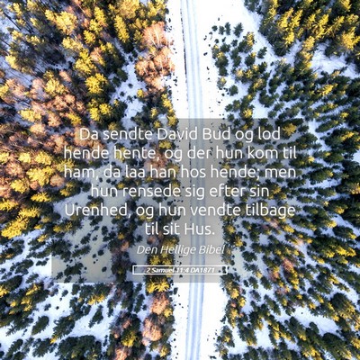 Picture 05 - 2 Samuel 11:4 DA1871 - Da sendte David Bud og lod hende hente, og der - Bible Verse Picture