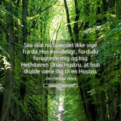 Picture 05 - 2 Samuel 12:10 DA1871 - Saa skal nu Sværdet ikke vige fra dit Hus - Bible Verse Picture