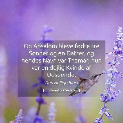 Picture 05 - 2 Samuel 14:27 DA1871 - Og Absalom bleve fødte tre Sønner og en Datter, - Bible Verse Picture
