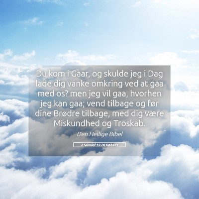 Picture 05 - 2 Samuel 15:20 DA1871 - Du kom i Gaar, og skulde jeg i Dag lade dig vanke - Bible Verse Picture
