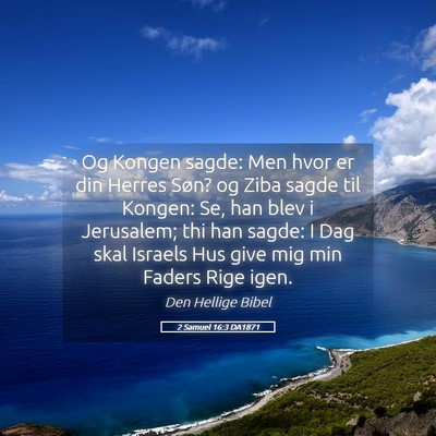 Picture 05 - 2 Samuel 16:3 DA1871 - Og Kongen sagde: Men hvor er din Herres Søn? og - Bible Verse Picture