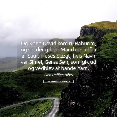 Picture 05 - 2 Samuel 16:5 DA1871 - Og Kong David kom til Bahurim, og se, der gik en - Bible Verse Picture