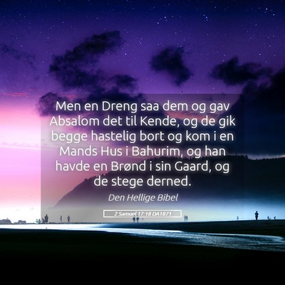 Picture 05 - 2 Samuel 17:18 DA1871 - Men en Dreng saa dem og gav Absalom det til - Bible Verse Picture